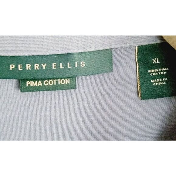 Perry Ellis XL Men’s Slate Blue Pima Cotton Polo Shirt Size XL Pockets SS‎ - Picture 5 of 6